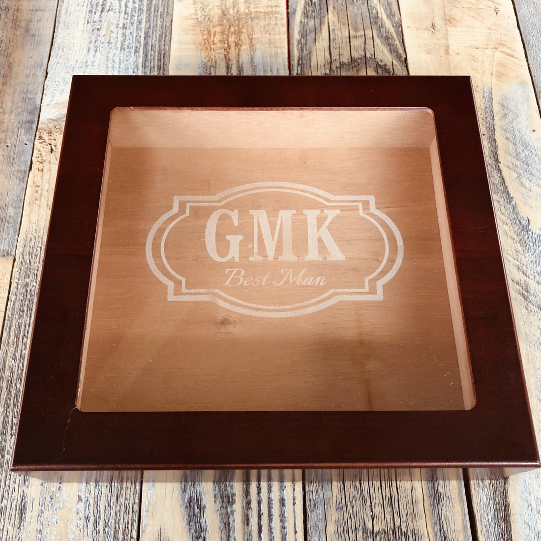 Personalized cedar cigar humidor with engraved glass top, a thoughtful gift for the cigar enthusiast who takes their collection seriously