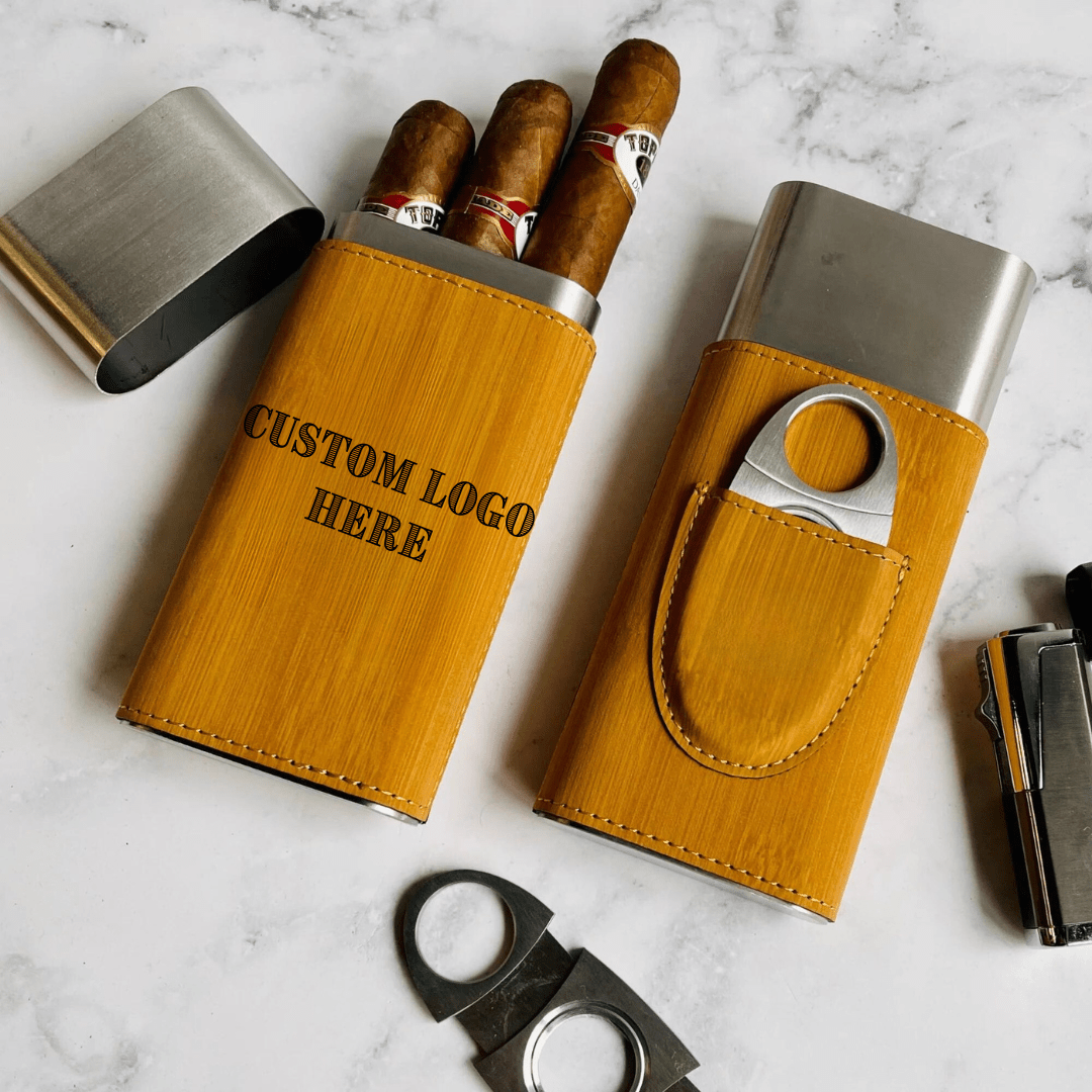 Unique Personalized Custom Logo Cigar Case Customized Cigar Case Gifts for Men Groovy Cigars, a personalized cigar gift engraved and shipped by Groovy Cigars