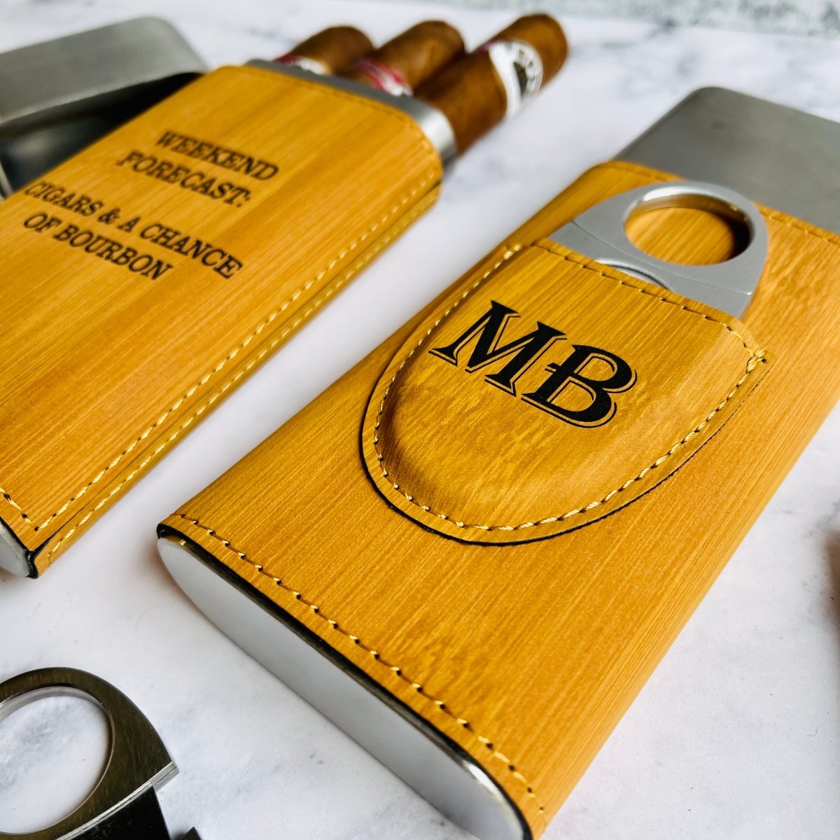 Unique Personalized Engraved Cigar Travel Case Customized Cigar Case Gifts for Men Groovy Cigars, a personalized cigar gift engraved and shipped by Groovy Cigars