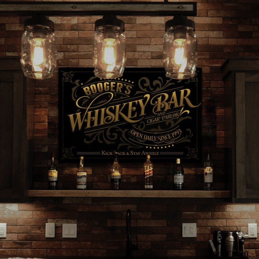 Whiskey Bar and Cigar Parlor Sign 